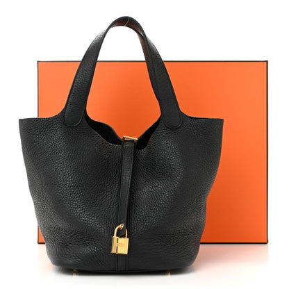 Clemence Picotin Lock 22 MM Tote Handbag Black - NEESTRA