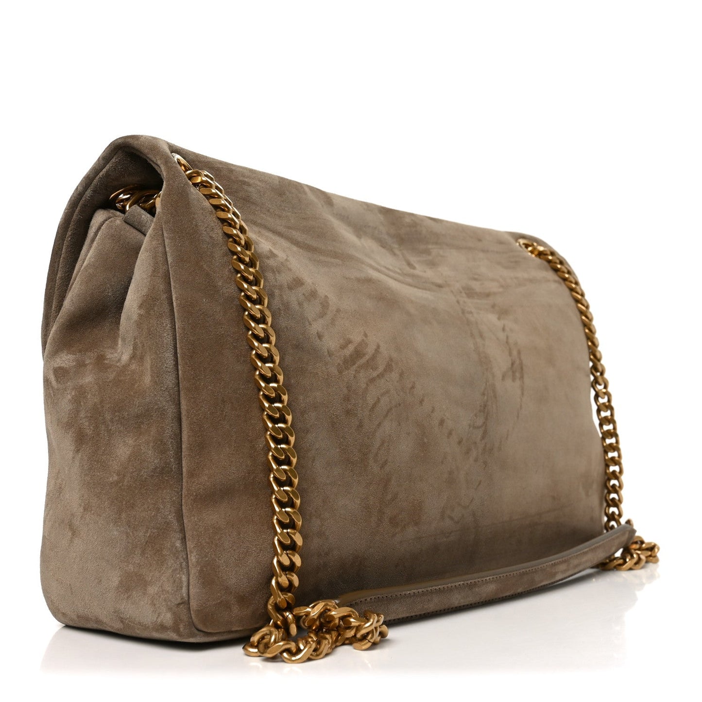 Saint Laurent Calypso Suede Large Shoulder Bag Taupe