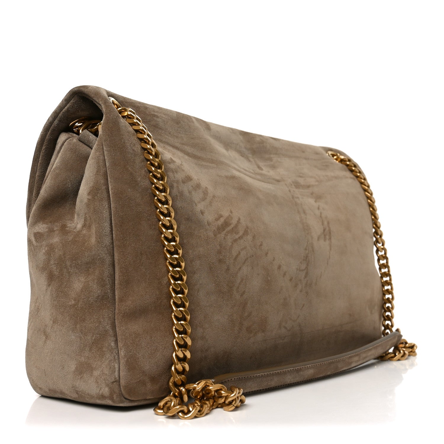 Saint Laurent Calypso Suede Large Shoulder Bag Taupe