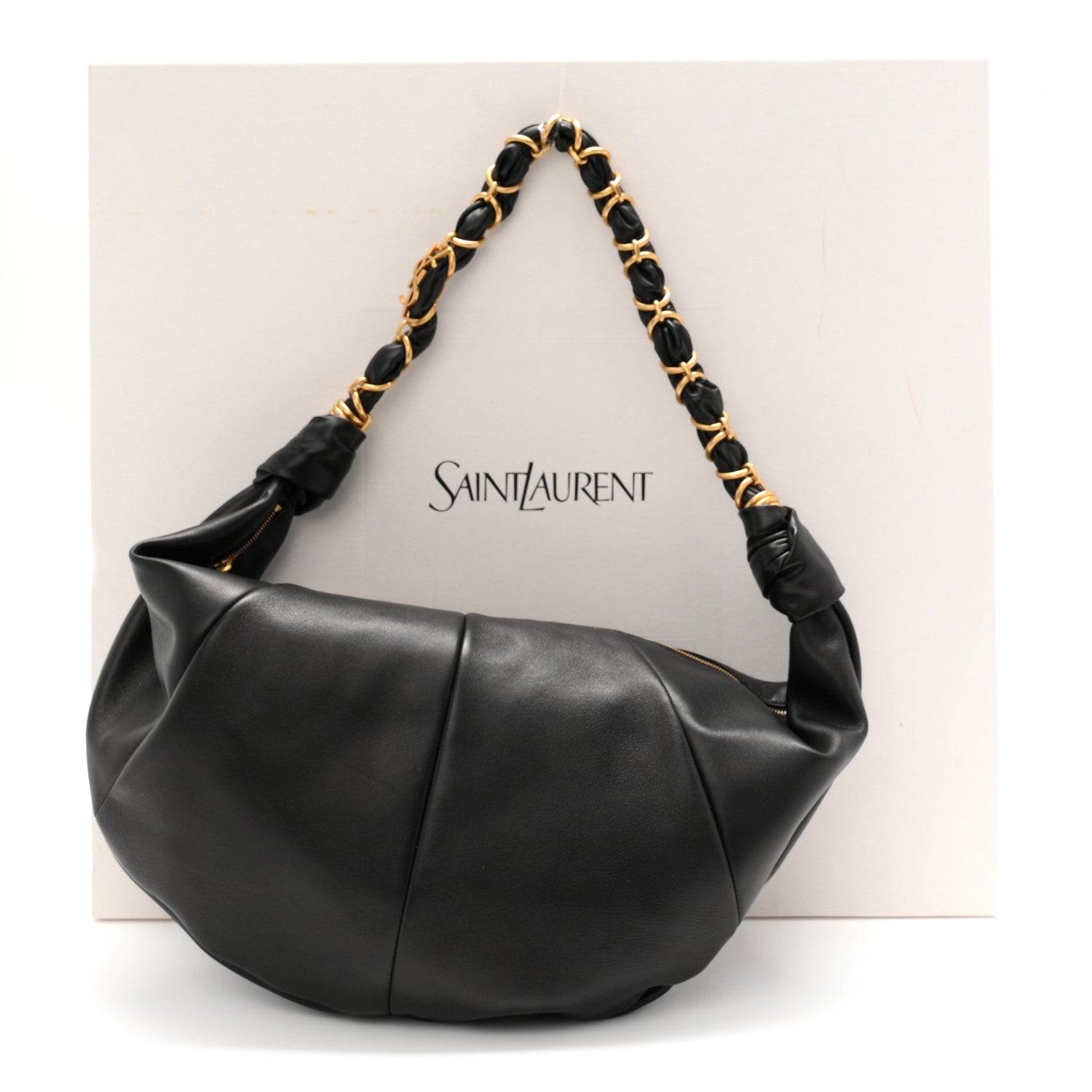 Saint Laurent Lambskin Small Amalia Hobo Black