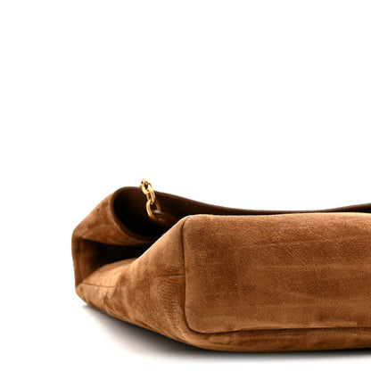 Saint Laurent Suede Large Cassandre Pouch On Chain Caramel Cognac