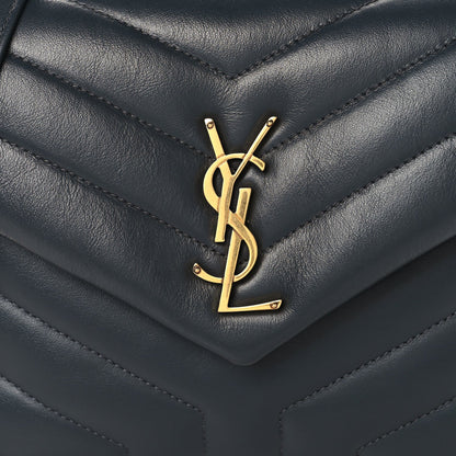 SAINT Laurent Calfskin Y Quilted Monogram Small Loulou Chain Satchel Dark Smog