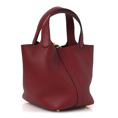 Taurillon Clemence Picotin Lock 18 PM Grained Calfskin Leather Tote Rouge H