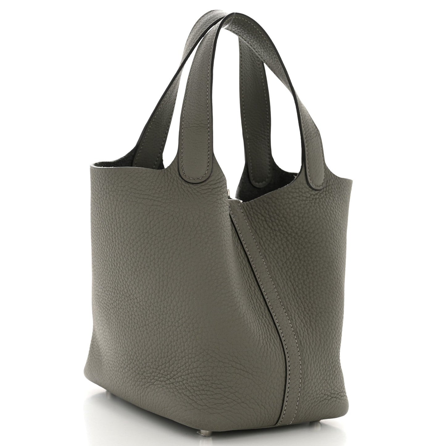 Taurillon Clemence Picotin Lock 18 PM Bucket Bag Etain