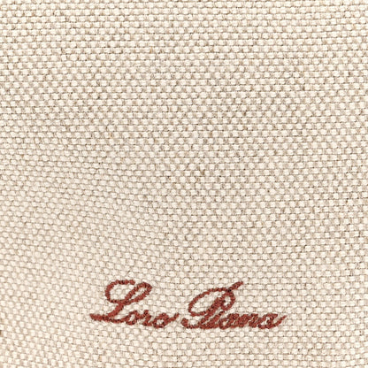 Natural canvas fabric with red-brown Loro Piana logo embroidery.
