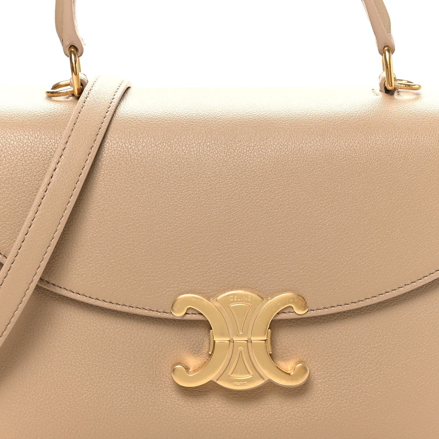 Beige Nino safari bag flap with gold C logo and leather strap