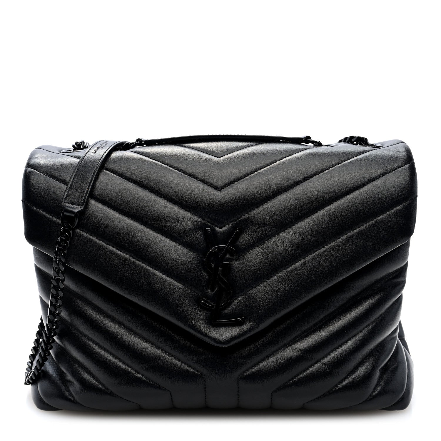 Saint Laurent Loulou Quilted Calfskin Chain Satchel Medium Black