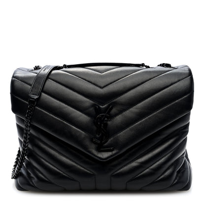 Saint Laurent Loulou Quilted Calfskin Chain Satchel Medium Black