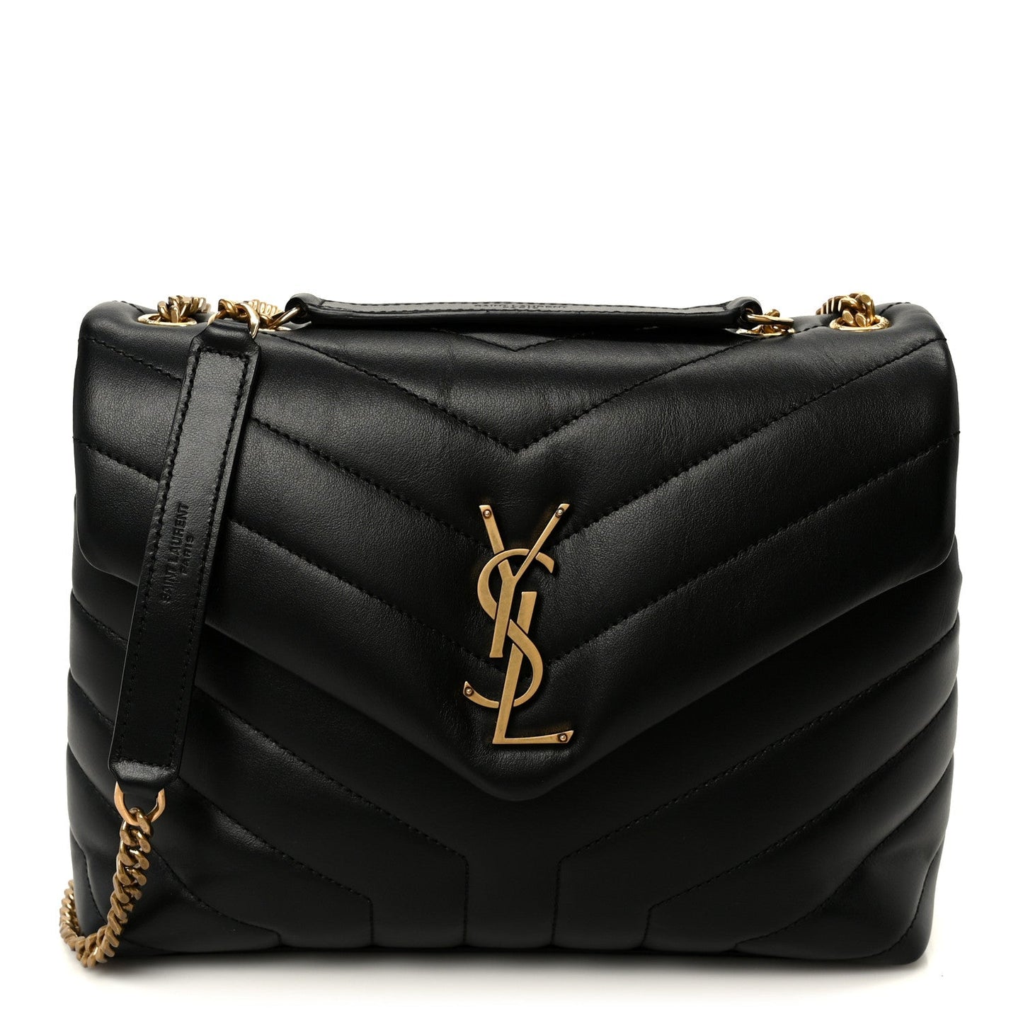 Saint Laurent Small Loulou Chain Satchel Calfskin Y Quilted Monogram Black