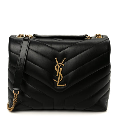 Saint Laurent Small Loulou Chain Satchel Calfskin Y Quilted Monogram Black