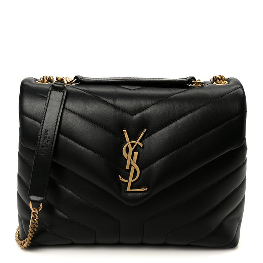 Saint Laurent Small Loulou Chain Satchel Calfskin Y Quilted Monogram Black