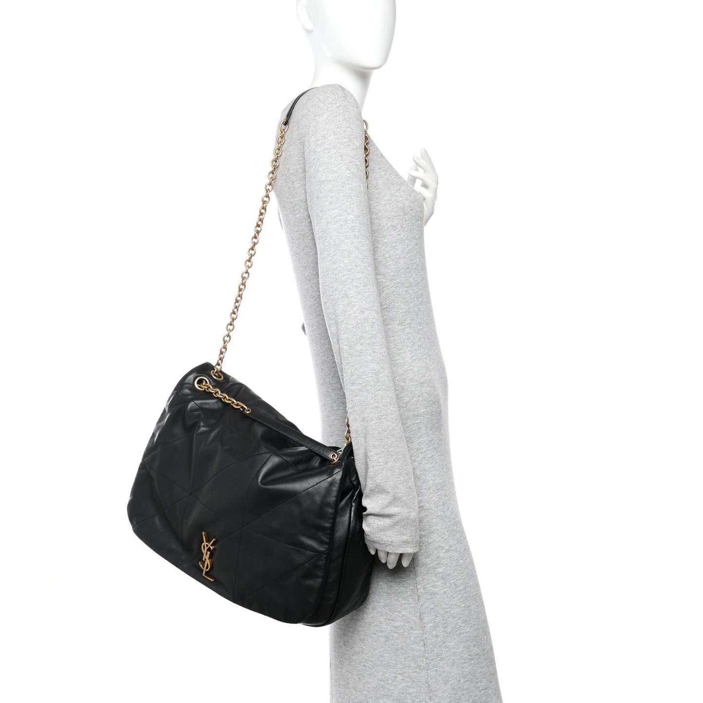Saint Laurent Lambskin Matelasse Monogram Large Jamie 4.3 Black