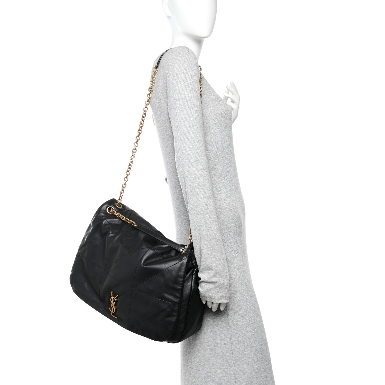 Saint Laurent Lambskin Matelasse Monogram Large Jamie 4.3 Black