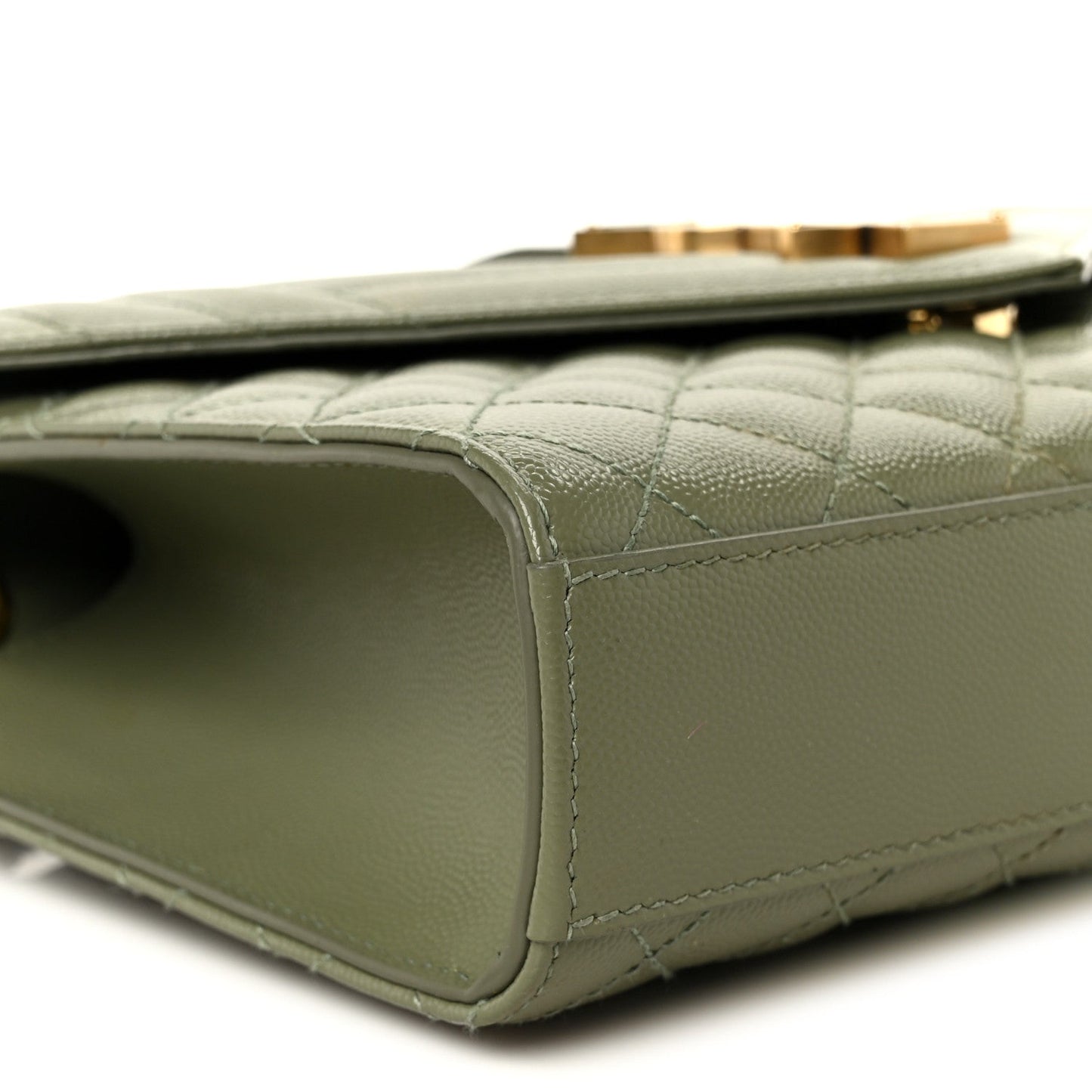 Saint Laurent Grain De Poudre Matelasse Triquilt Medium Monogram Satchel Light Sage