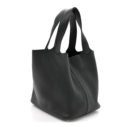 Taurillon Clemence Picotin Lock 22 MM Tote Black