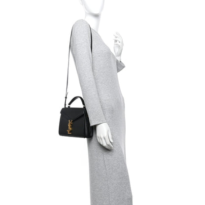Saint Laurent Grain De Poudre Mini Classic Monogram Cassandra Top Handle Black