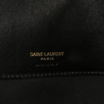 Saint Laurent Lambskin Chevron Quilted Large LouLou Shoulder Bag Black