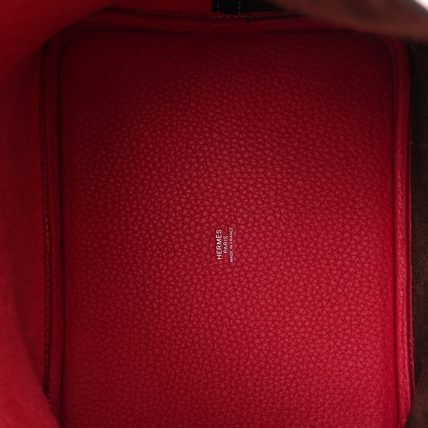Taurillon Clemence Casaque Picotin Lock 18 PM Bucket Bag Rouge Sellier Framboise