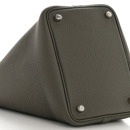 Taurillon Clemence Picotin Lock 18 PM Bucket Bag Etain