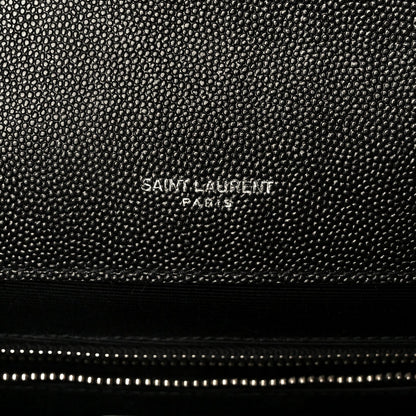 Saint Laurent Grain De Poudre Triquilt Monogram Large Satchel Black
