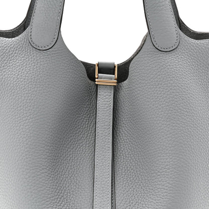 Picotin Lock 22 MM Tote Bag Clemence Calfskin Leather Gris Pantin