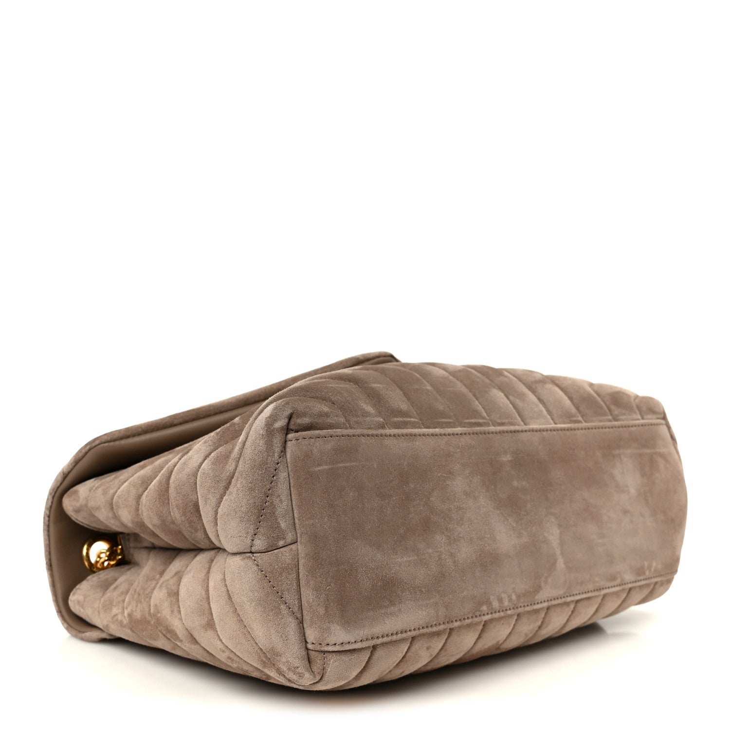 SAINT LAURENT Suede Y Quilted Monogram Medium Loulou Chain Satchel Taupe