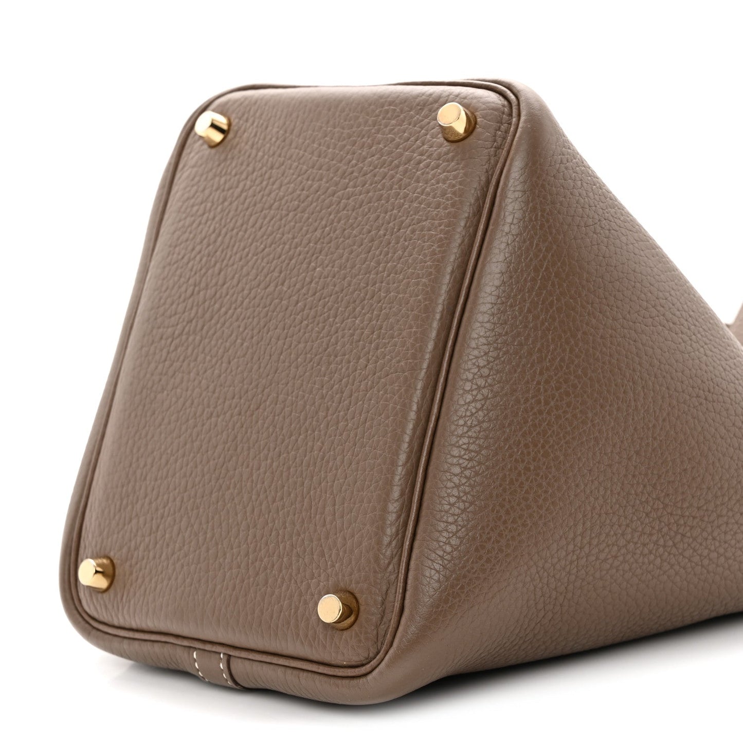 Calfskin Leather Picotin Lock 18 PM Etoupe Bucket Bag