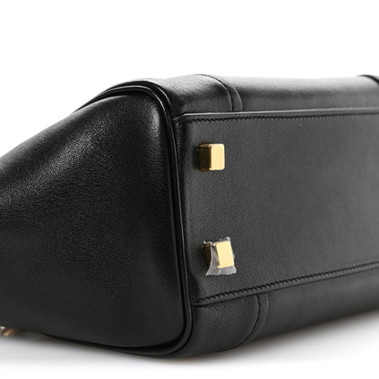 Celine black leather mini tote corner close-up with gold-tone hardware
