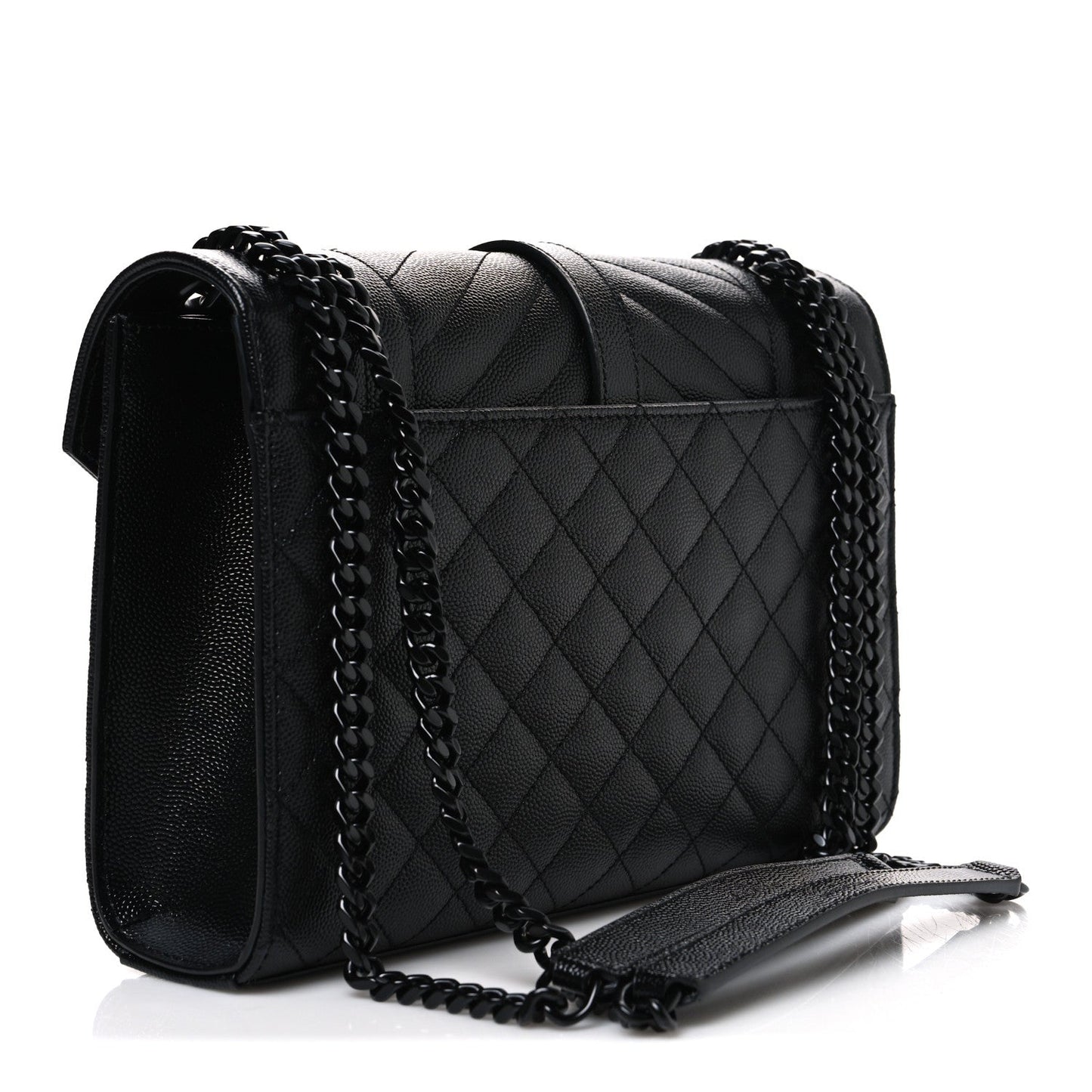 Saint Laurent Grain De Poudre Matelasse Medium Monogram Satchel Black