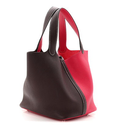 Taurillon Clemence Casaque Picotin Lock 18 PM Bucket Bag Rouge Sellier Framboise