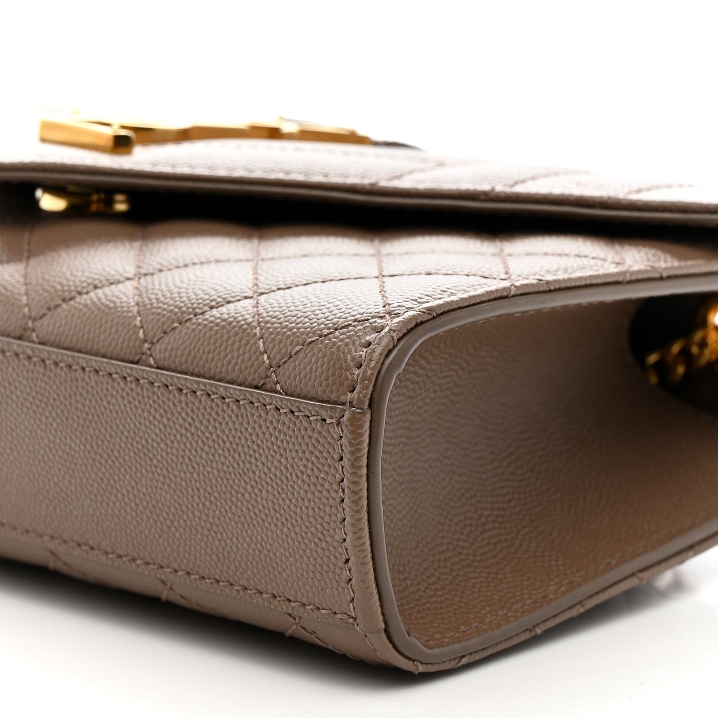 Saint Laurent Grain De Poudre Matelasse Triquilt Small Monogram Satchel Dark Beige