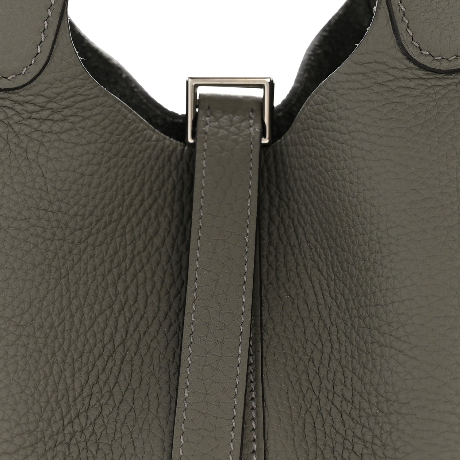 Taurillon Clemence Picotin Lock 18 PM Bucket Bag Etain