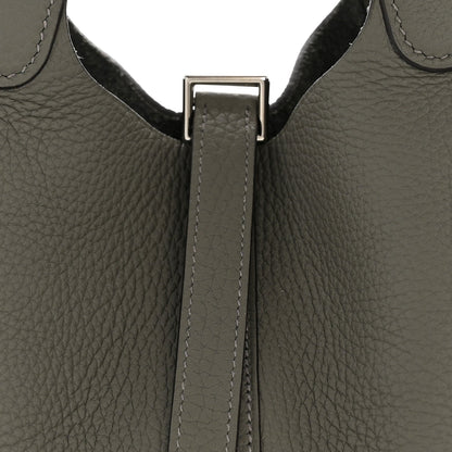 Taurillon Clemence Picotin Lock 18 PM Bucket Bag Etain