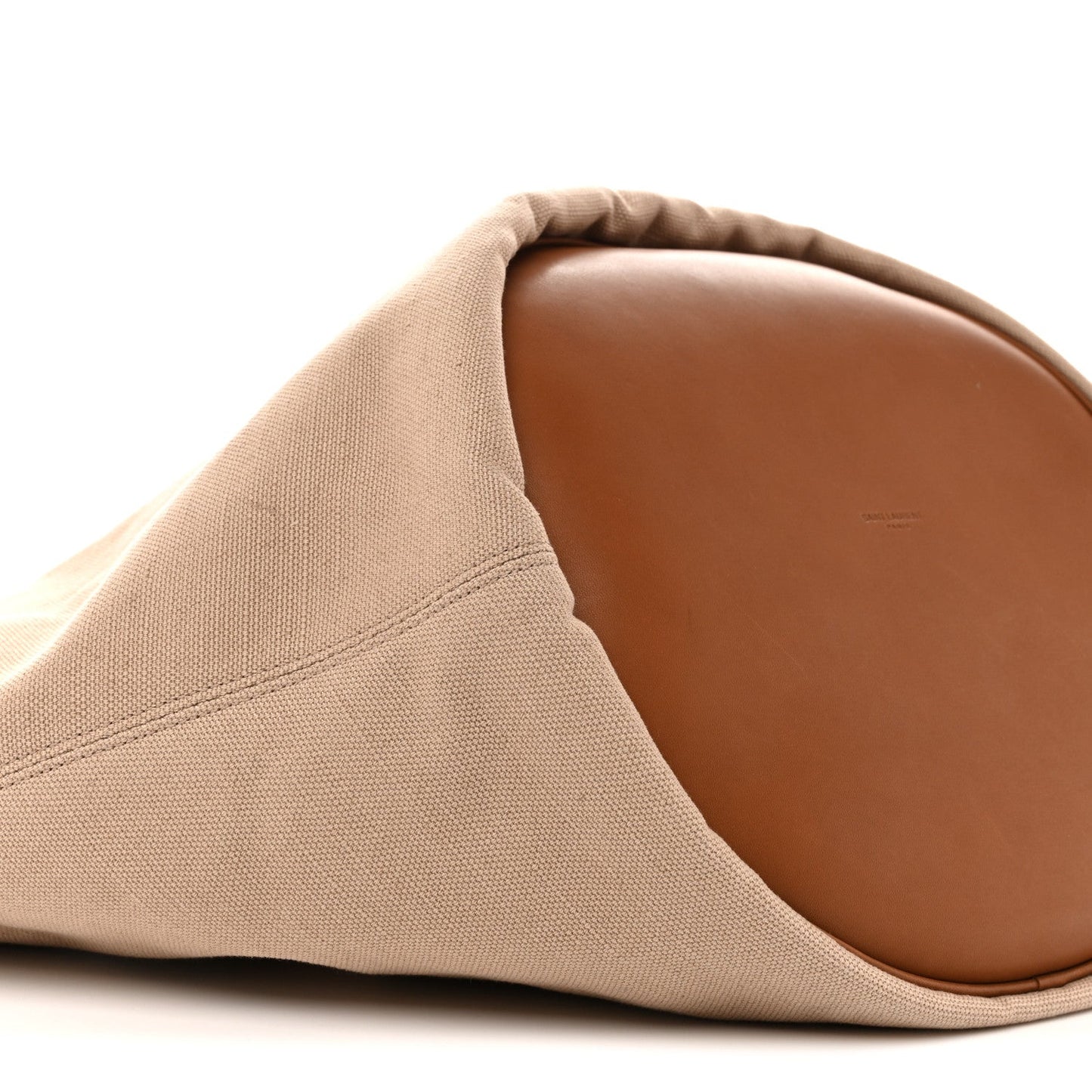 Saint Laurent Canvas Calfskin Lauren Panier Tote Desert Dust