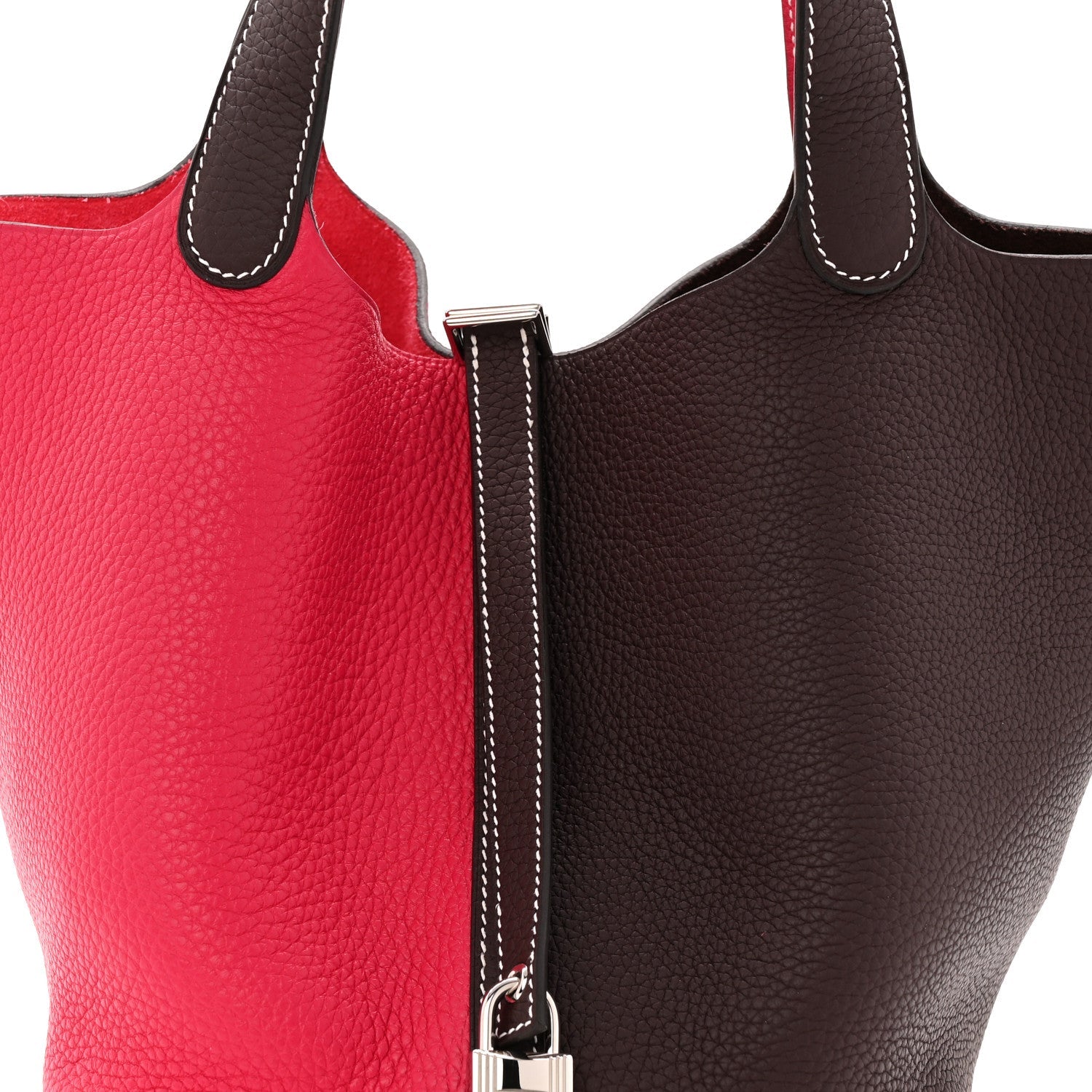 Taurillon Clemence Casaque Picotin Lock 18 PM Bucket Bag Rouge Sellier Framboise