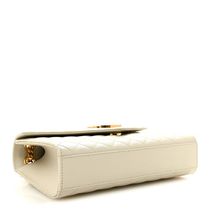 Saint Laurent Grain De Poudre Medium Triquilt Monogram Satchel Crema Soft