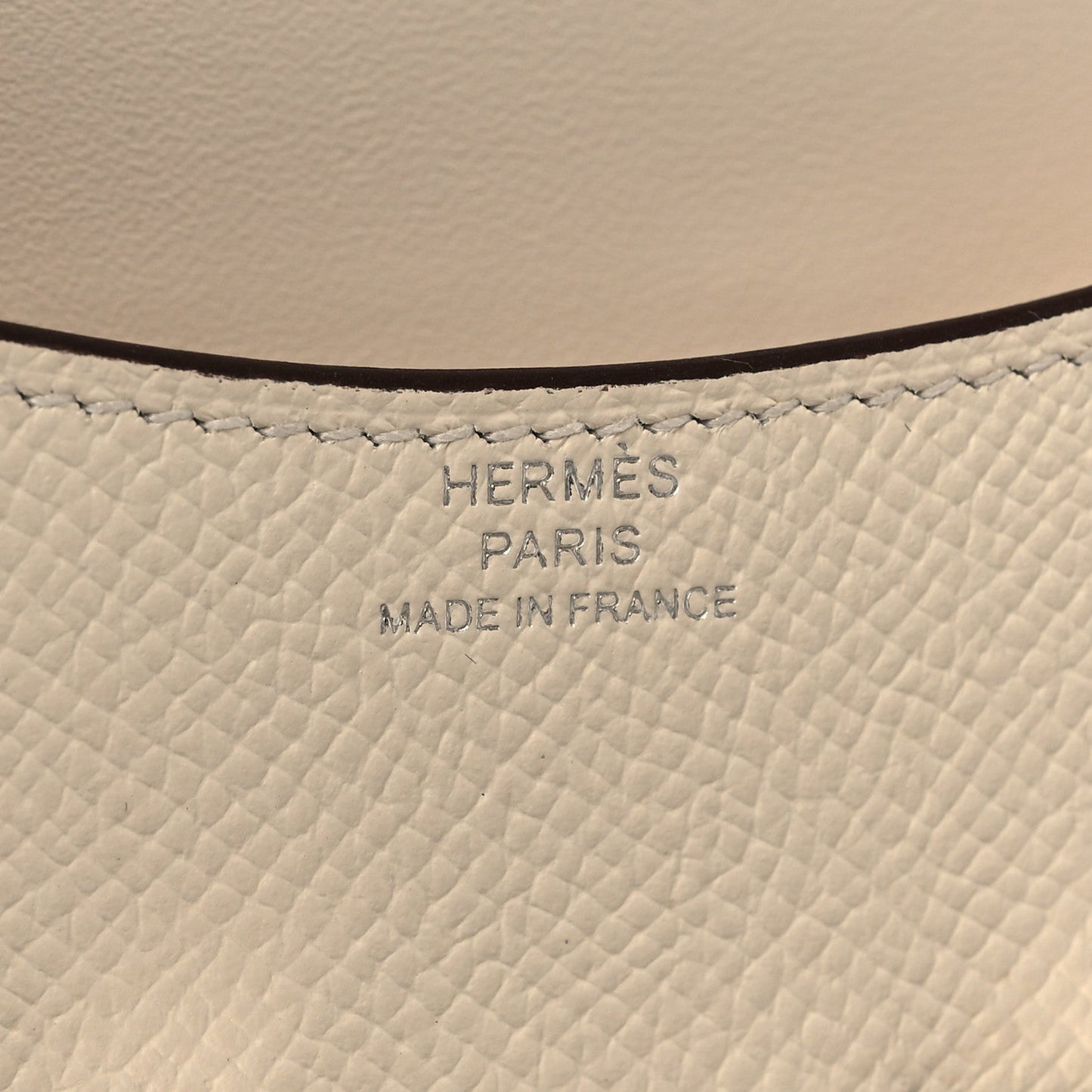 Hermes Nata textured leather wallet lining with “Hermes Paris Made in France”