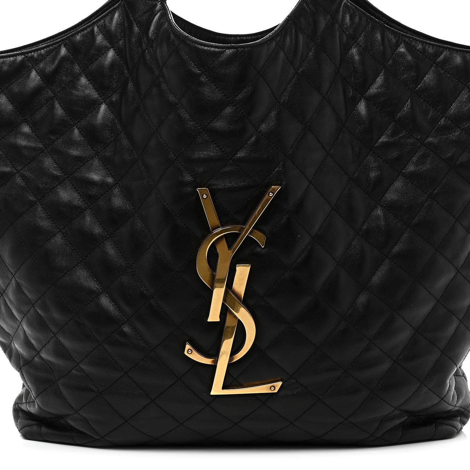 Saint Laurent Lambskin Quilted Maxi Icare Shopping Tote Black
