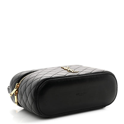 Saint Laurent Lambskin Quilted Mini Gaby Vanity Case Black