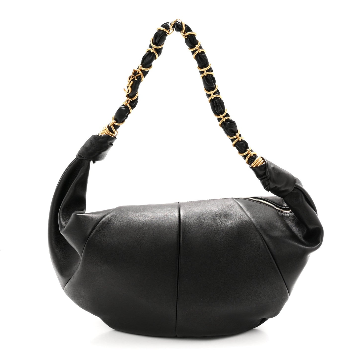 Saint Laurent Lambskin Small Amalia Hobo Black