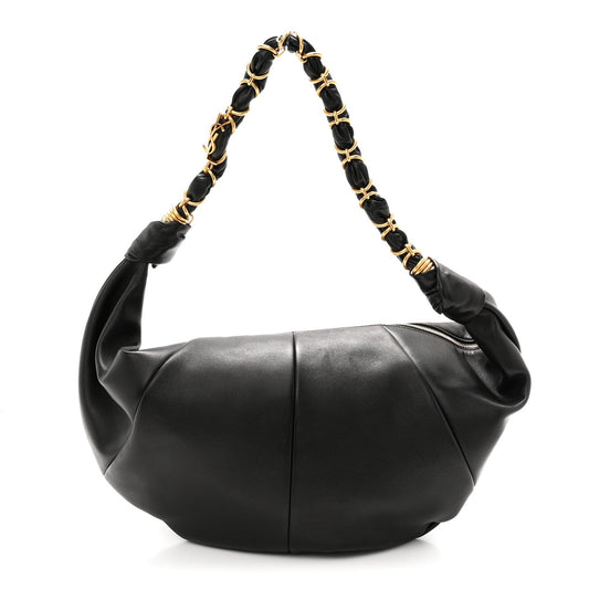 Saint Laurent Lambskin Small Amalia Hobo Black