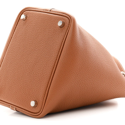 Taurillon Clemence Leather Bucket Tote Bag 18 PM Brown
