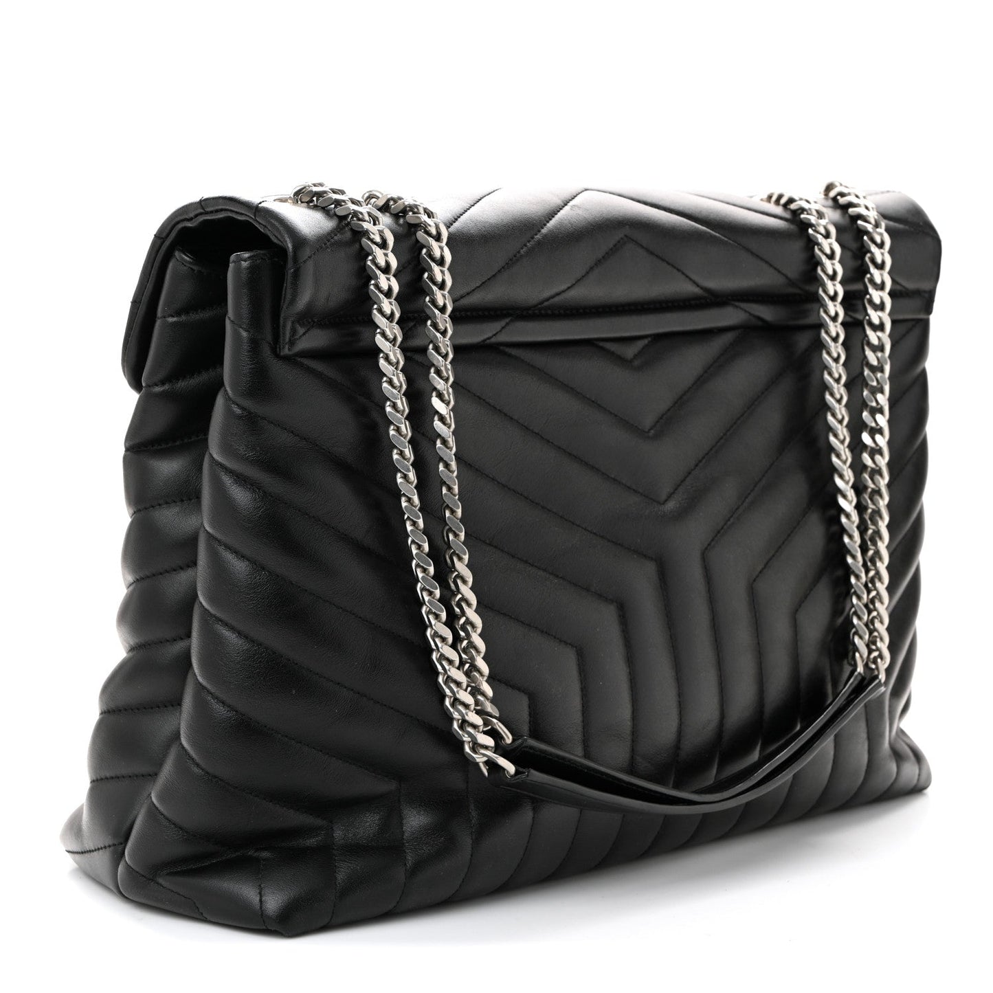 Saint Laurent Loulou Quilted Monogram Large Chain Satchel Black