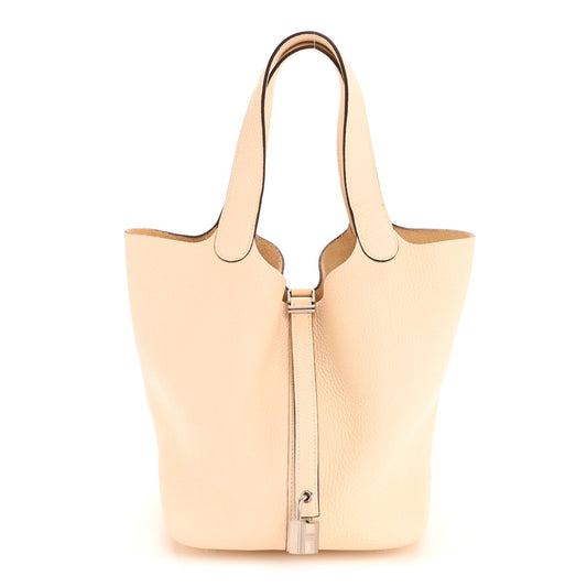 Taurillon Clemence Picotin Lock Bucket Bag 22mm Nata