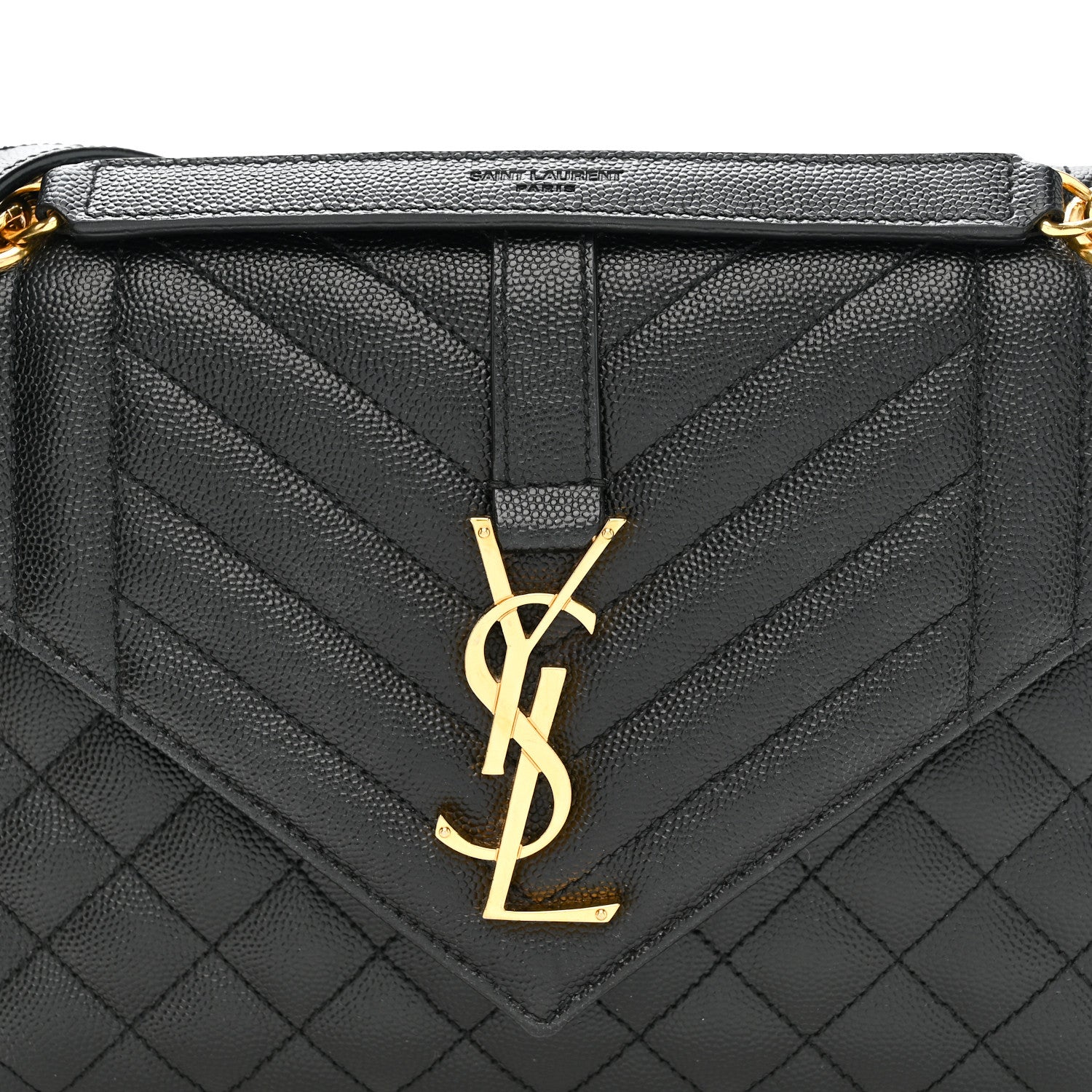 Saint Laurent Grain De Poudre Mixed Matelasse Triquilt Medium Monogram Satchel Black