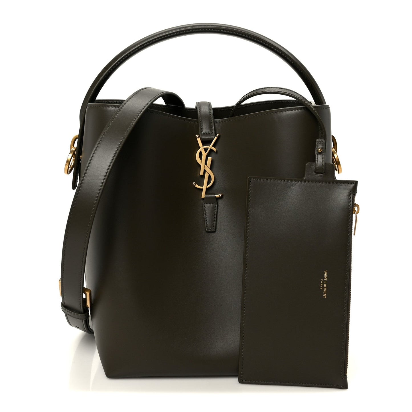 Saint Laurent Shiny Calfskin Le 37 Bucket Bag Deep Musk