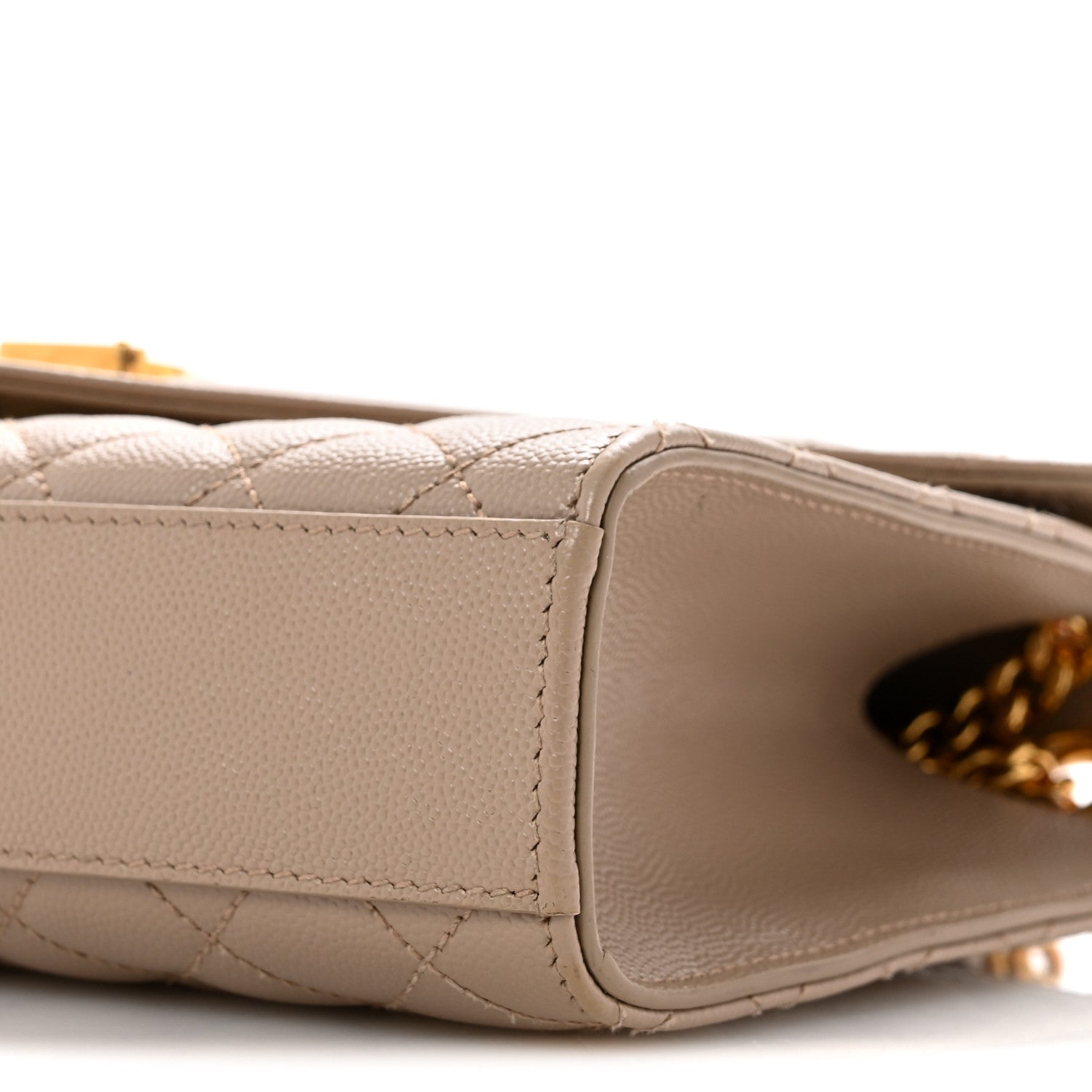 Saint Laurent YSL Monogram Quilted Satchel Medium Dark Beige