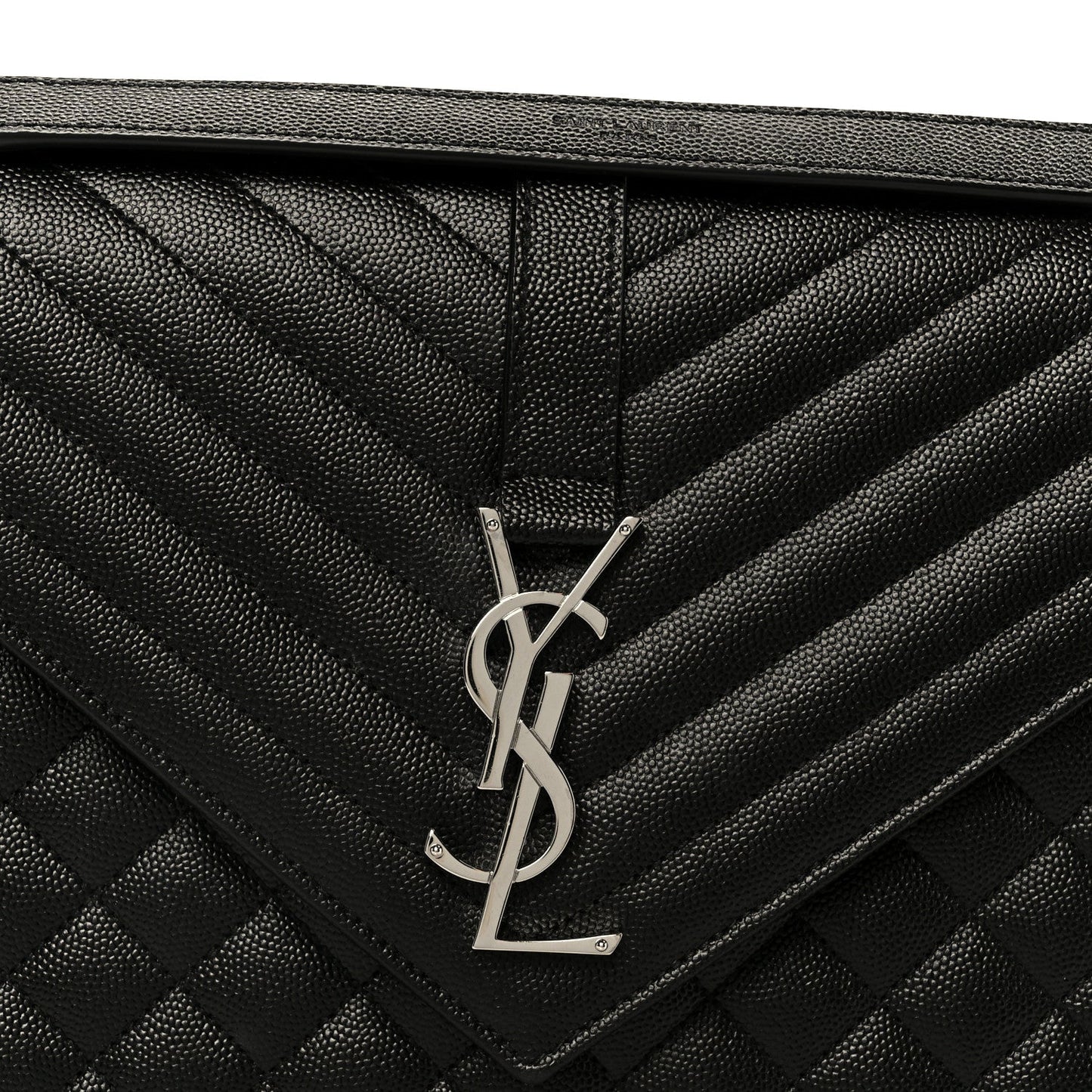 Saint Laurent Grain De Poudre Triquilt Monogram Large Satchel Black