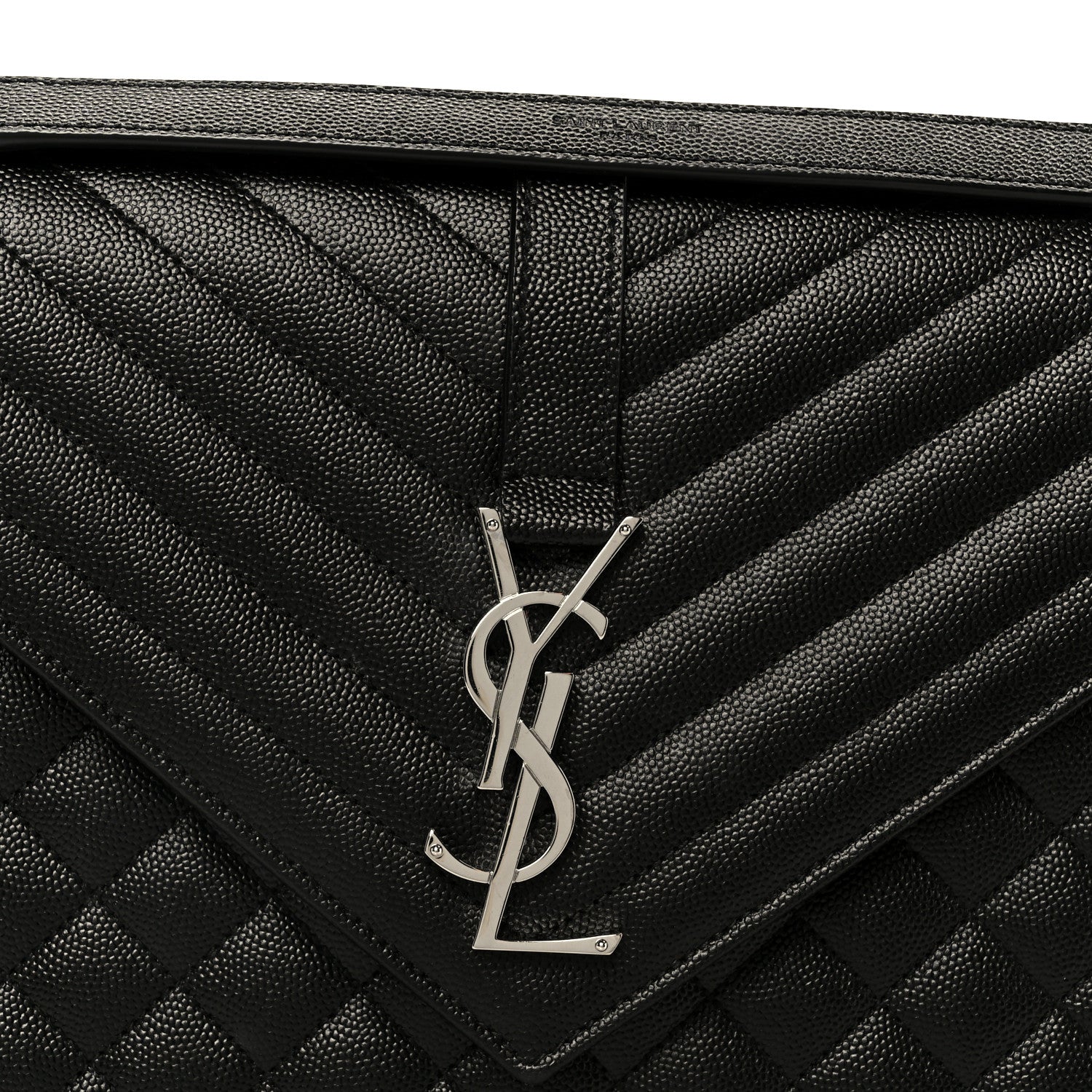 Saint Laurent Grain De Poudre Triquilt Monogram Large Satchel Black