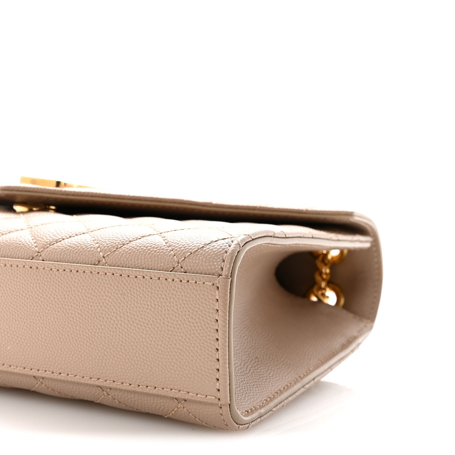 Saint Laurent Grain De Poudre Medium Triquilt Monogram Satchel Dark Beige